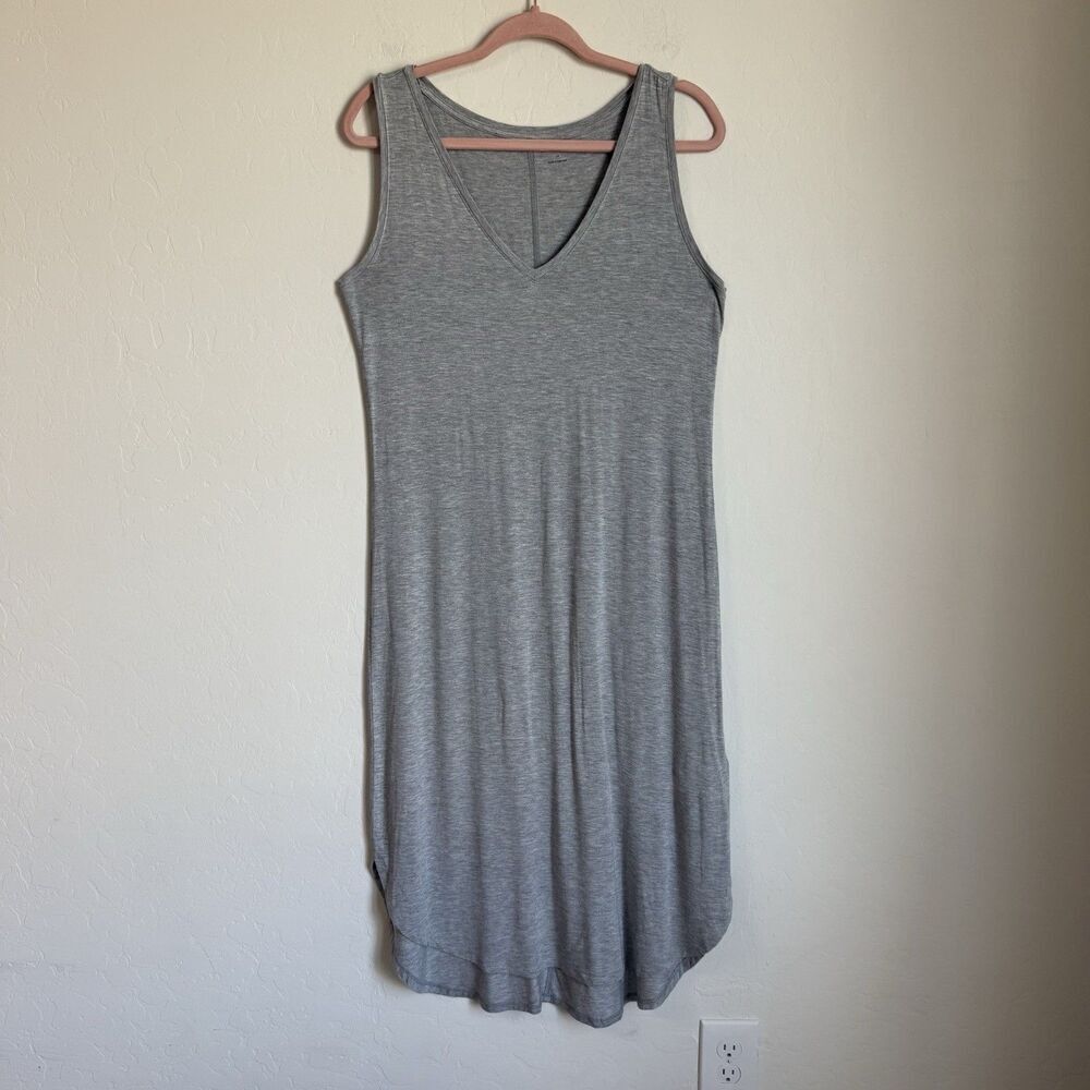 Daily Ritual Large Heather Gray Bamboo V Neck Tank Midi Dress Loungewear Comfy